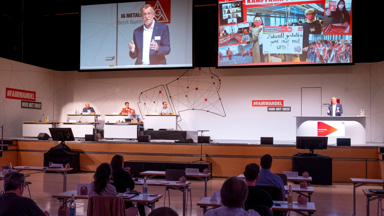 Redebeitrag von Johann Horn, IG Metall-Bezirksleiter Bayern