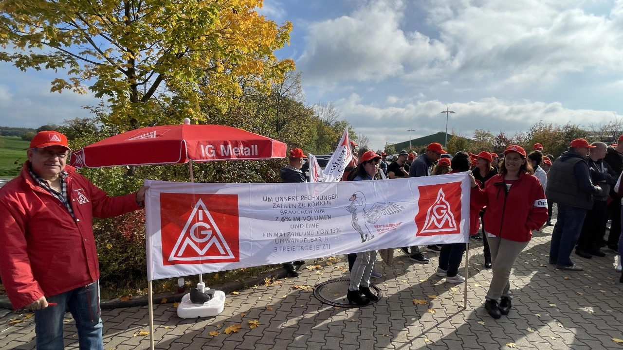 Warnstreik bei Schwan Stabilo in Heroldsberg