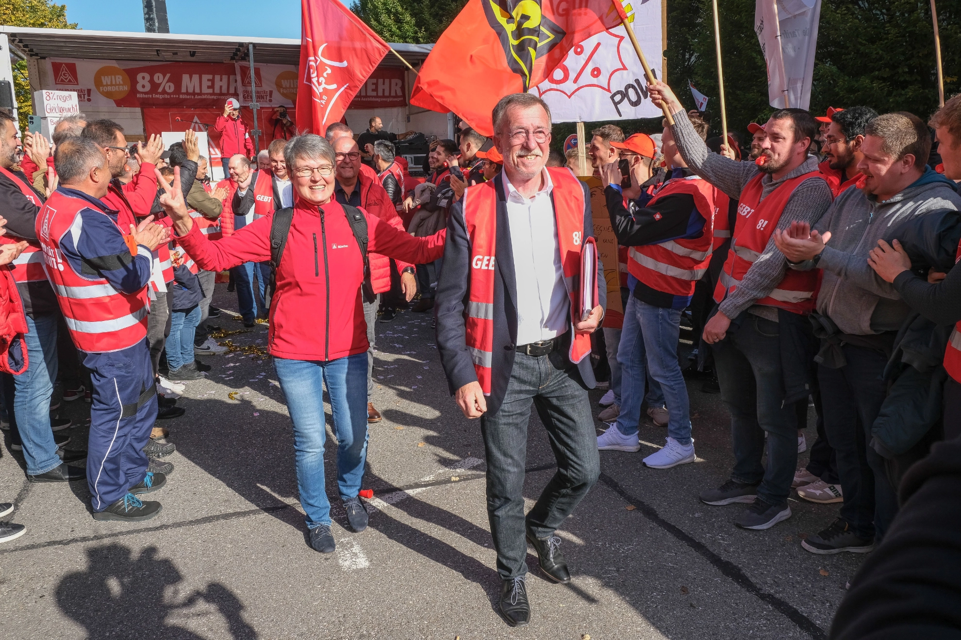 Johann Horn bei der verhandlungsbegleitenden Aktion in München in der Tarifrunde M+E 2022