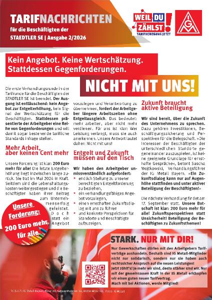 Staedtler Tarifnachrichten 2026/2